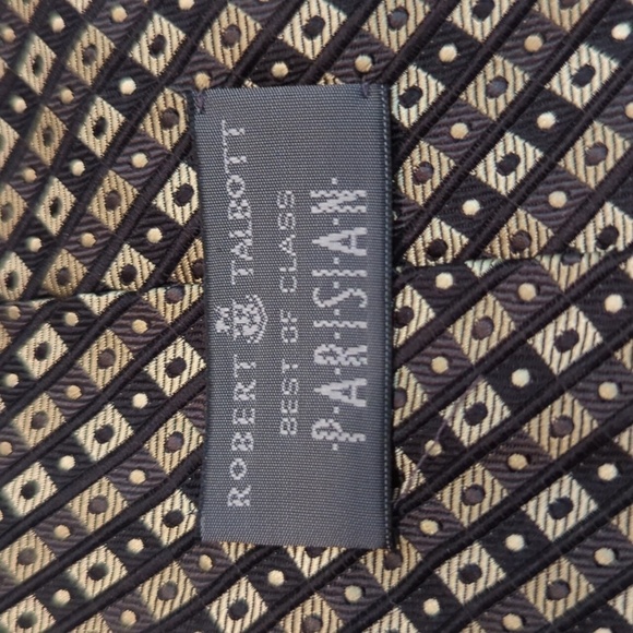 Robert Talbot Best in Class Parisian Hand Sewn Men's Brown Imported Silk Tie - Picture 4 of 7